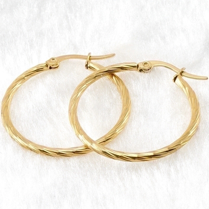 Minimalist Circle Gold Plated 304 Stainless Steel 18K Gold Plated Stainless Steel Earrings