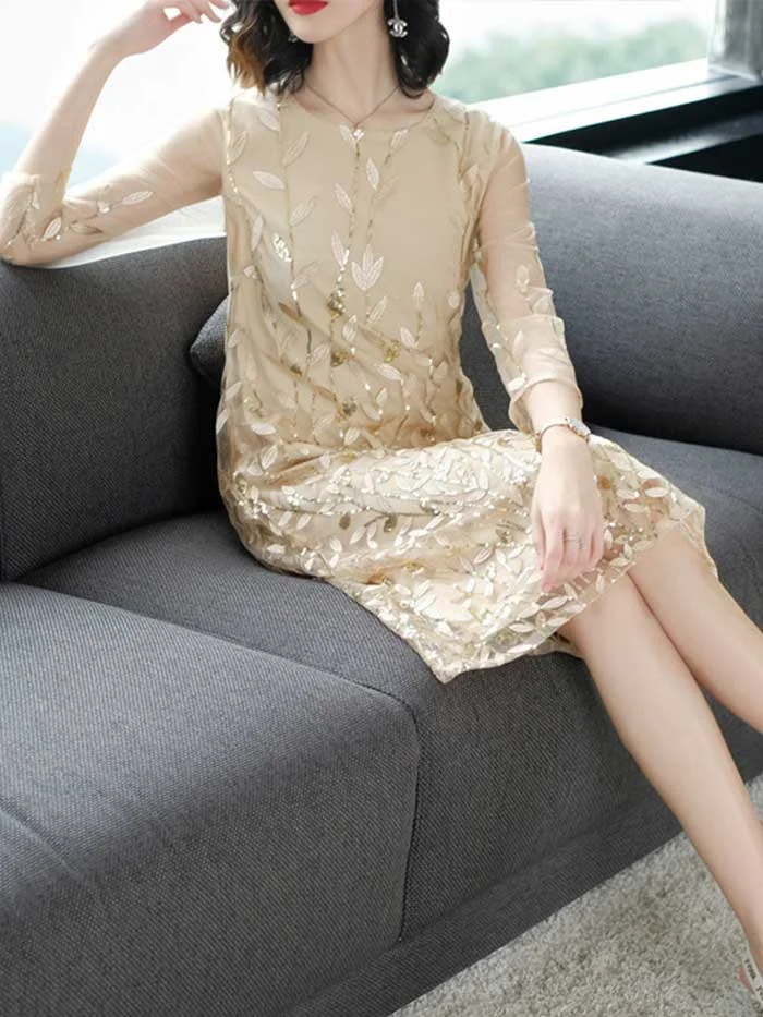 Women's new gauze embroidered dress