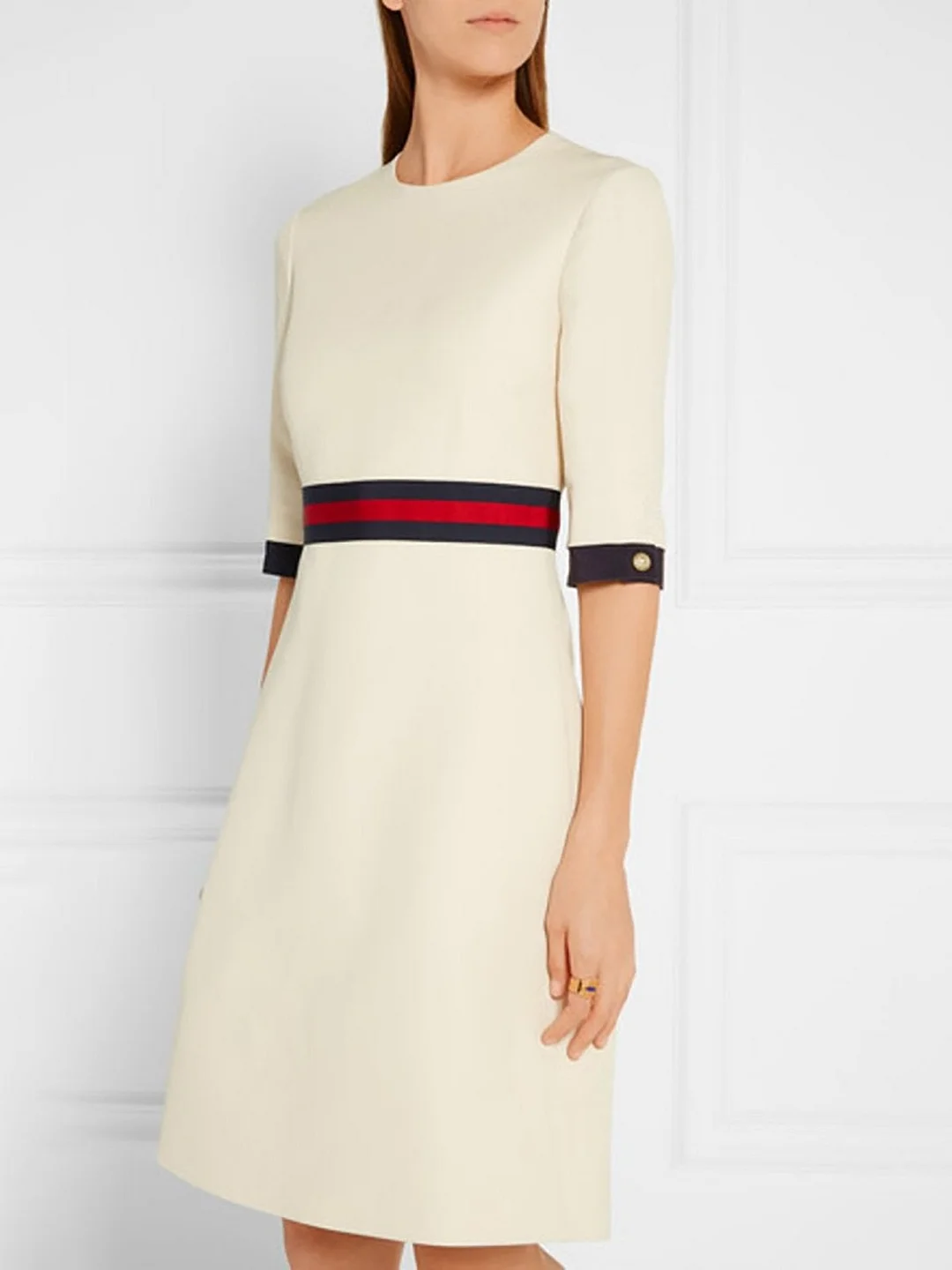 Paneled A-line Elegant Midi Dress