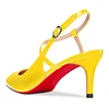 啦啦啦65mm Women Slingback Pumps Ankle Strap Jenlove Stiletto Mid Heel Close Pointed Toe Dress Red Bottoms Shoes  James Yang