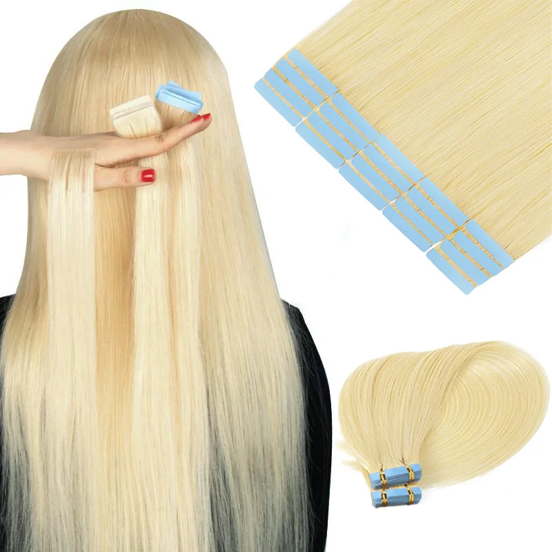 12A 613 Straight Tape In Hair Extension Real Blonde Color Hair For Women 2Pack 40pcs/100g
