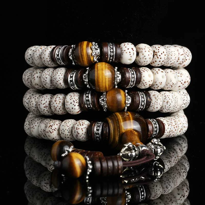Handmade Tibetan Tiger Eye Bodhi Seed Peace Bracelet