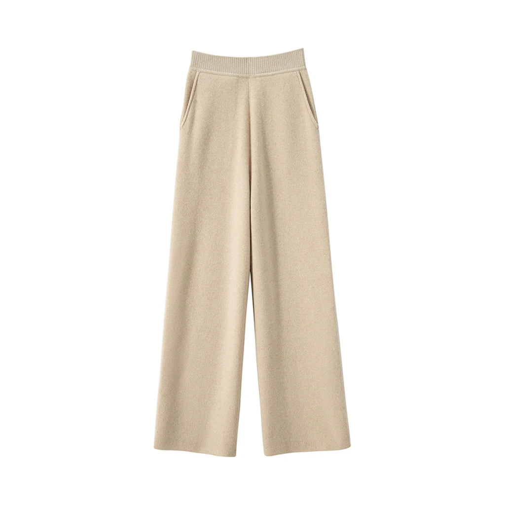 Wide-leg Floor-length Women's Cashmere Pants REAL SILK LIFE
