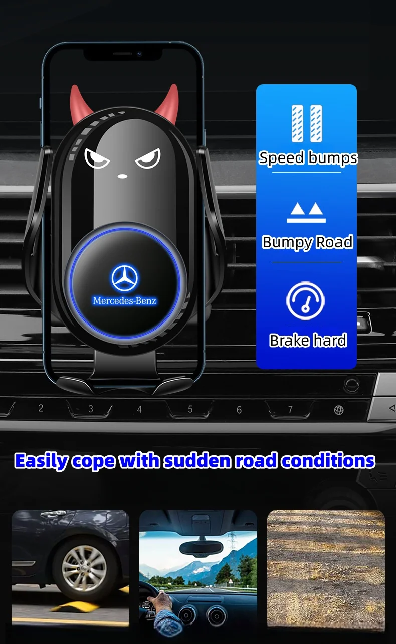 Car mobile phone holder with illuminated car LOGO (wireless charging model)
