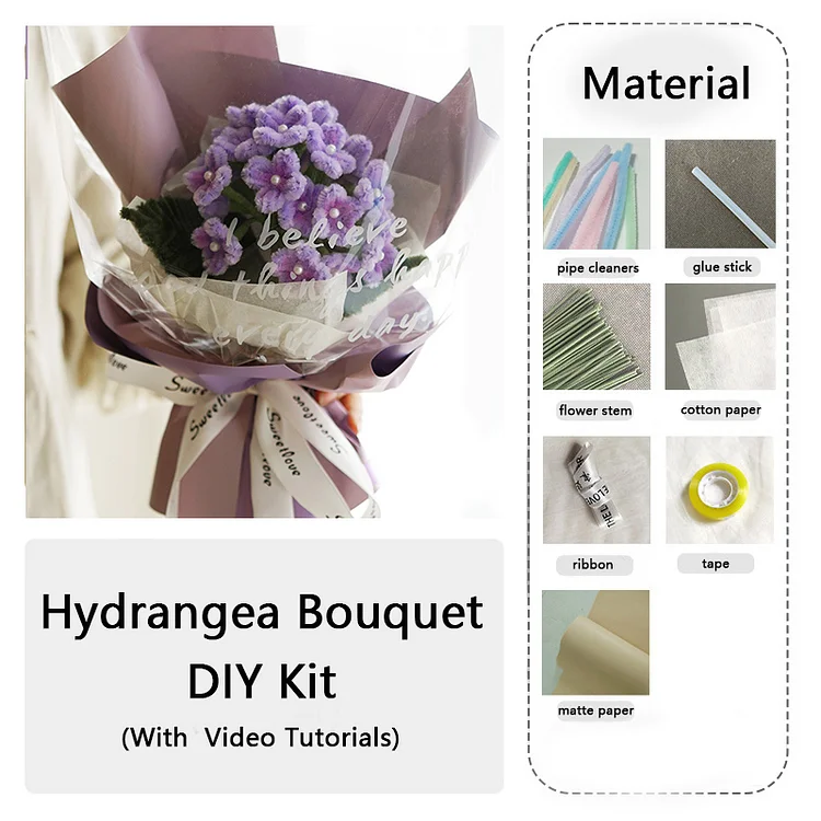 DIY Pipe Cleaners Kit - Hydrangea Bouquet