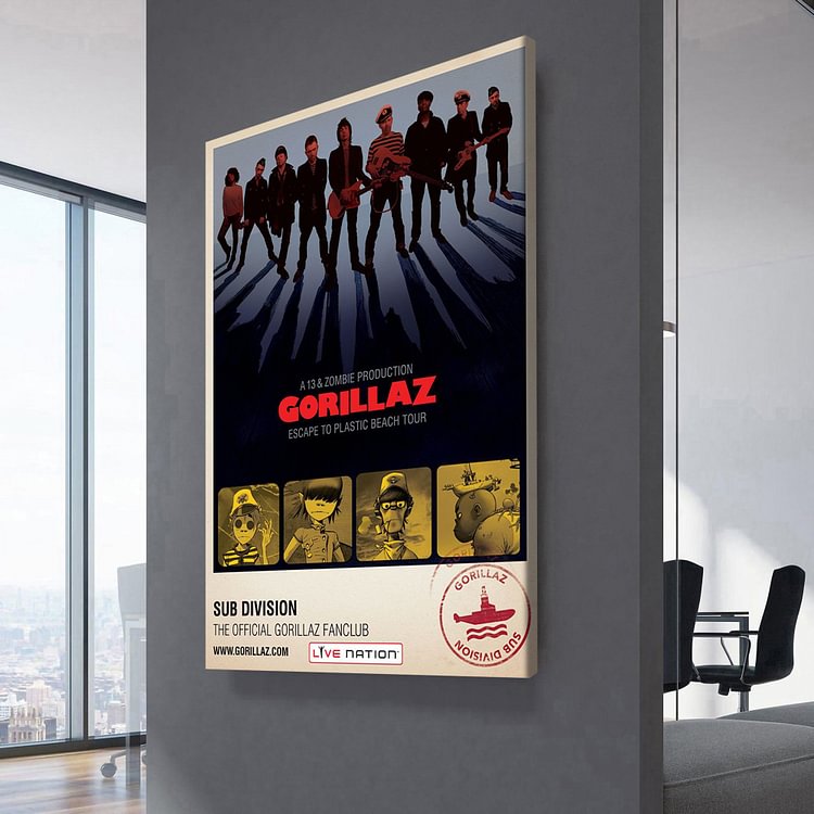 Gorillaz Escape to Plastic Beach Tour 2010 Canvas Wall Art