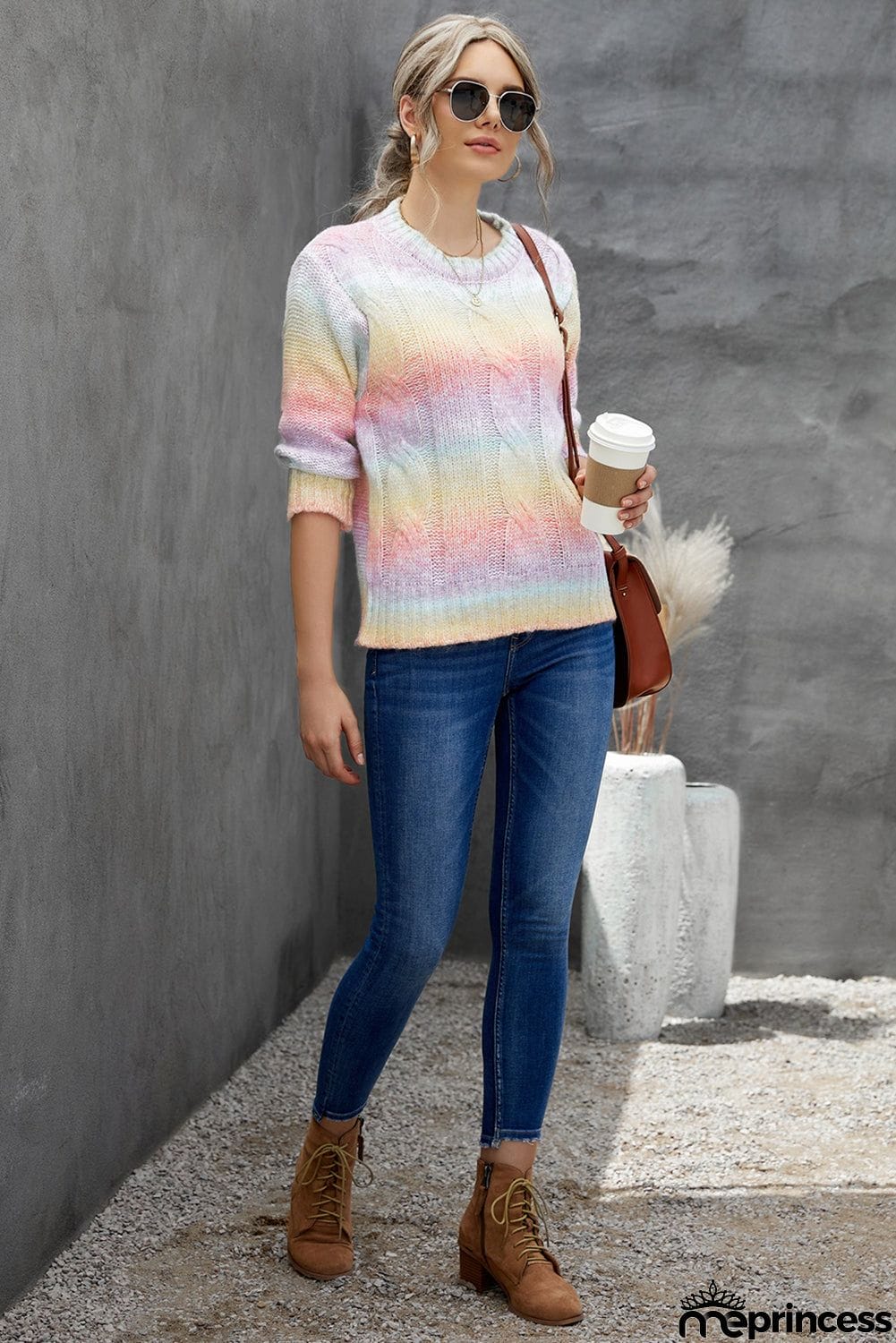 Cable Knit Tie-dye Wool Sweater
