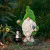 Flocked Gnome Statue with Solar Light Outdoor Gnome Decoration for Outdoor Decor