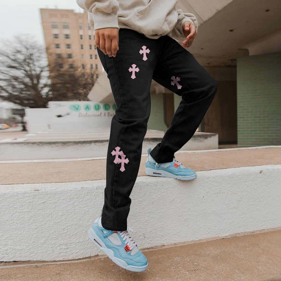 cross street trend fashion denim trousers