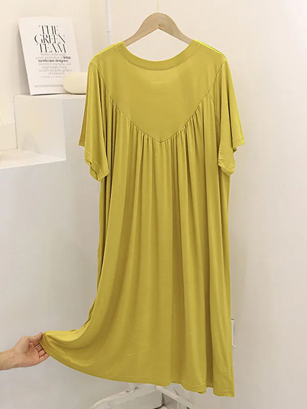 6 Colors Casual Pure Color Home Wear Pajamas Night Dress