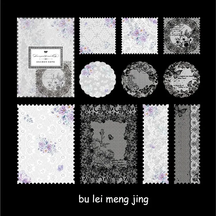 Journalsay 20 Sheets Flower Island Fantasy Series Vintage Lace Material Memo Pad