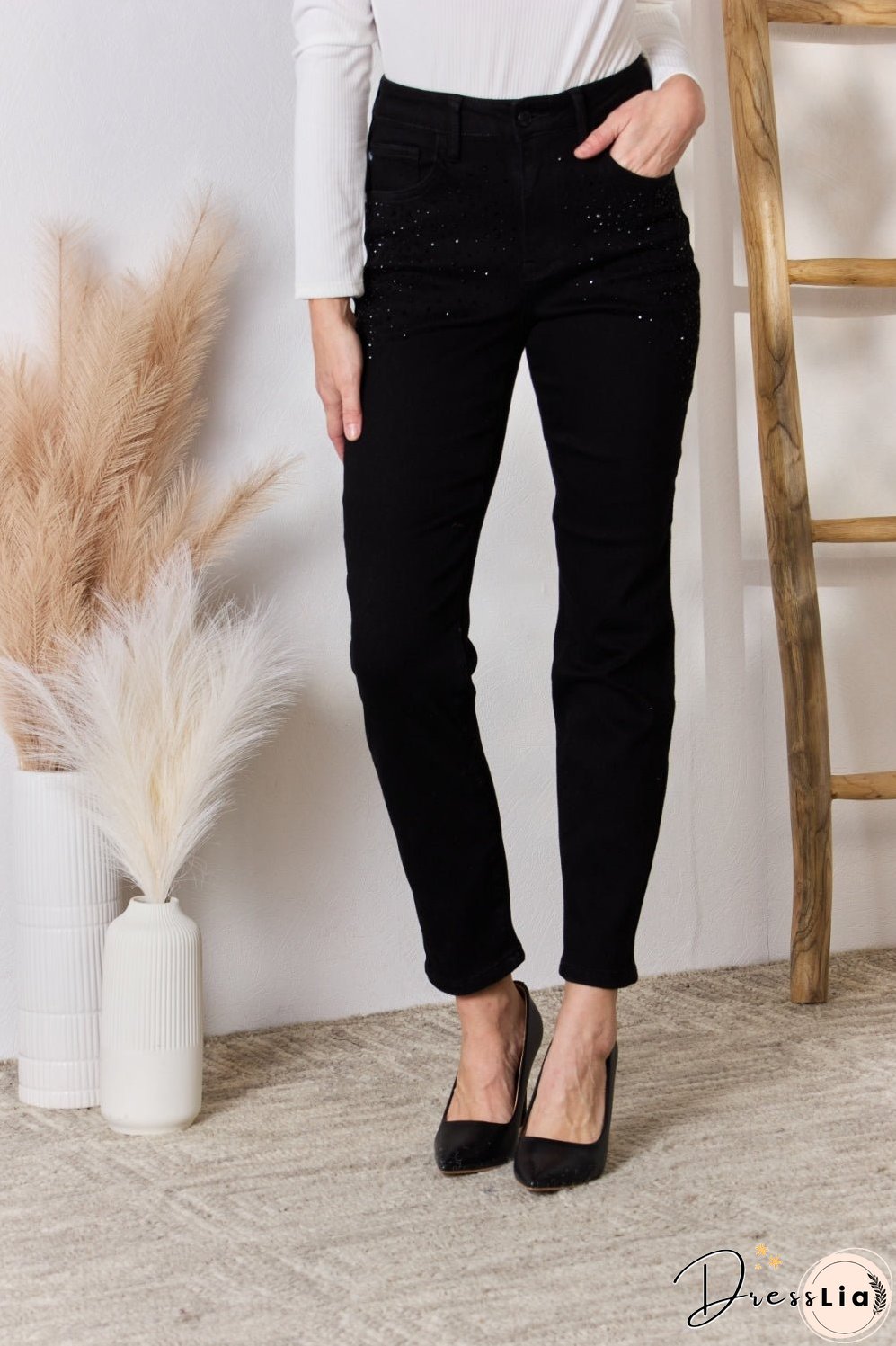 Judy Blue Full Size Rhinestone Embellished Slim Jeans