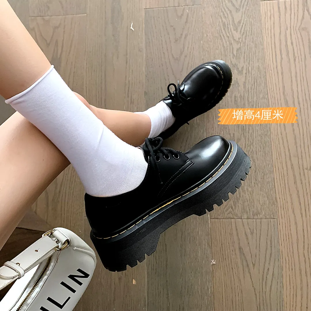 Churchf Churchf Head Retro Leather Leather Shoes Female 2024 New Versatile Thick Bottom 3 Hole British Wind Increase