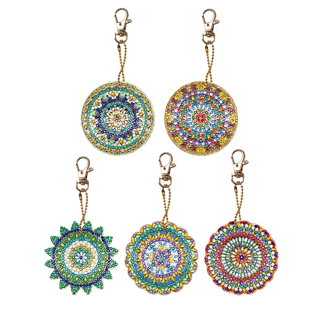 

5pcs Mandala Pattern-DIY Creative Diamond Keychain, 501 Original