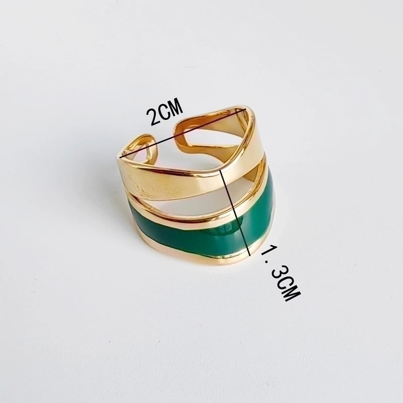 Casual Minimalist Geometric 304 Stainless Steel Titanium Steel 18K Gold Plated Enamel Plating Open Rings