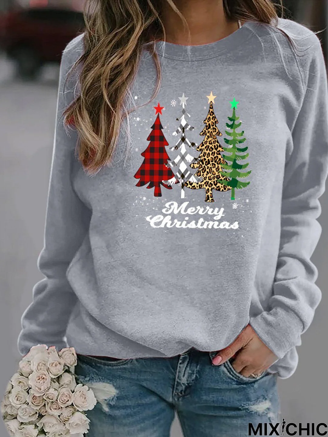 Women Christmas Top Printed Multicolor Long Sleeve Plus Size Hoodies Xmas Hoodies