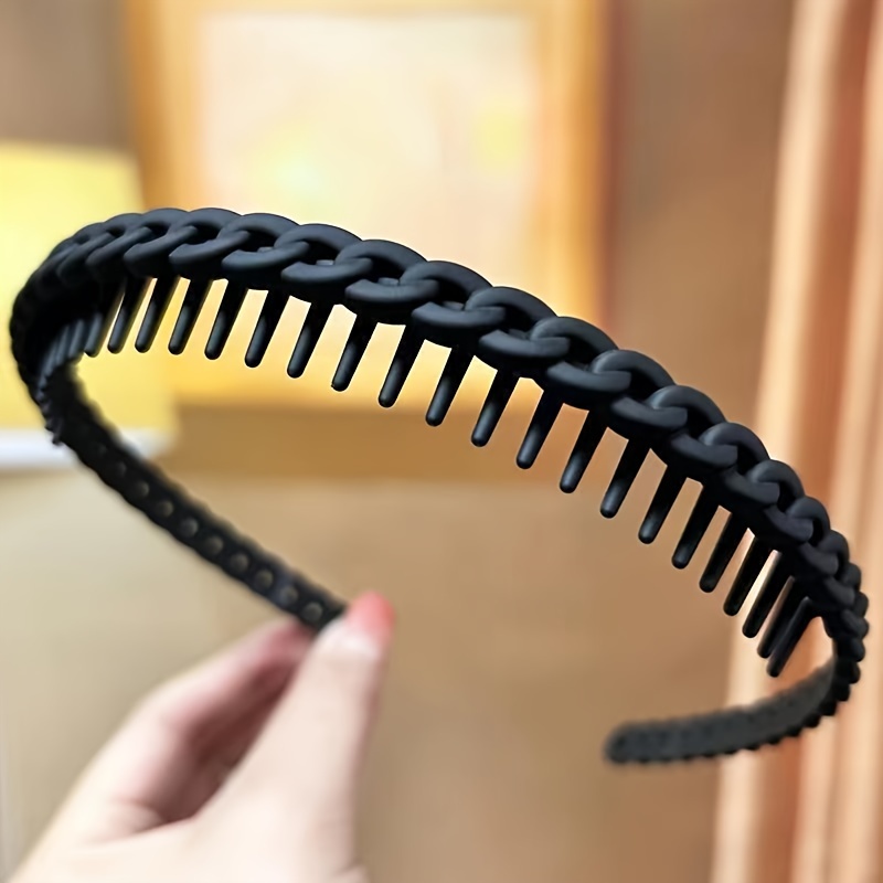 Non-Slip Tooth Comb Headbands For Women – Solid Color Head Hoop Simple Style Hair Accessory