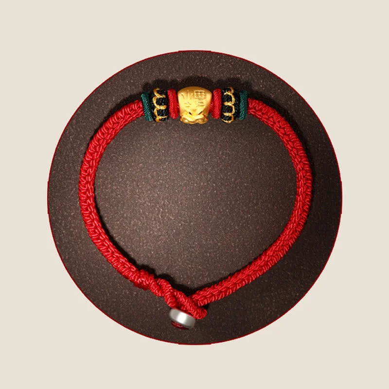 999 Gold Lucky Money Bag Fu Character Protection Handmade Eight Thread Peace Knot Bracelet