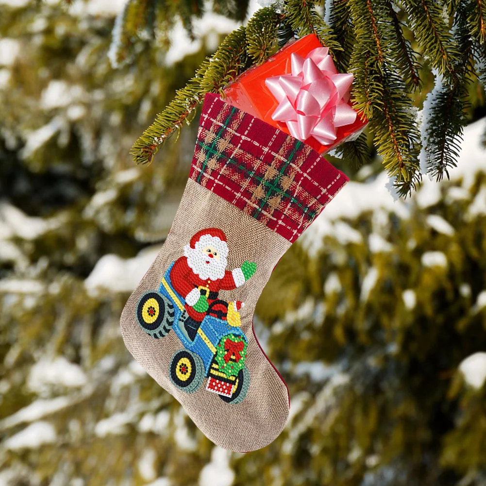 Flannelette Santa Claus Stockings Decorative Stocks Cute for Gift(35*20cm)