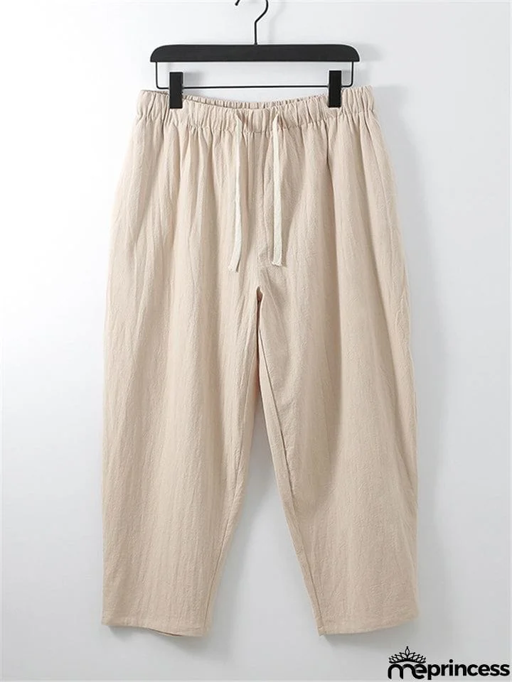 Laid-Back Style Notched Neck Button Detailing Soft Cotton Set T-Shirt + Drawstring Pants