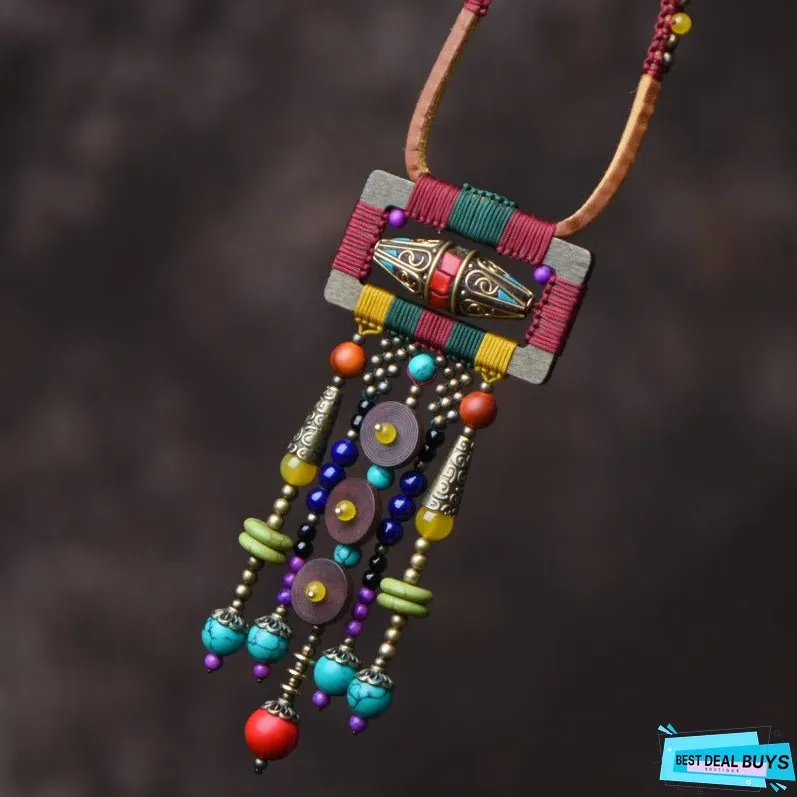 Ethnic style creative necklace tassel necklace temperament pendant necklace vintage sweater chain