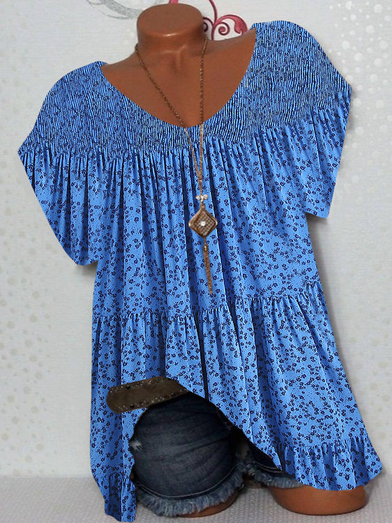 Women Short Sleeve Scoop Neck Floral Printed Top