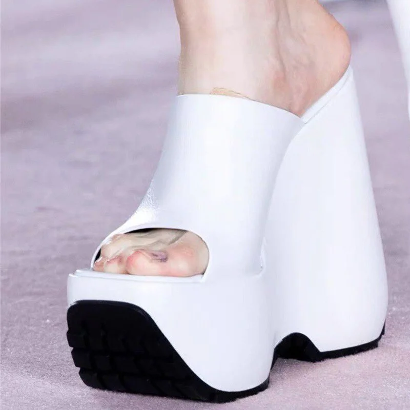 Women Slippers 2022 New Female Thick Bottom Super High Heels Shoes Fashion Paltform Peep Toe Ladies Modern Footwear