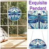 (18.5cm)DIY Acrylic Jigsaw Puzzle Window Hanging with Hanging Chain DIY Stained Glass Decoration Round Window Puzzle Decor for DIY Craft Project (Dragonfly)