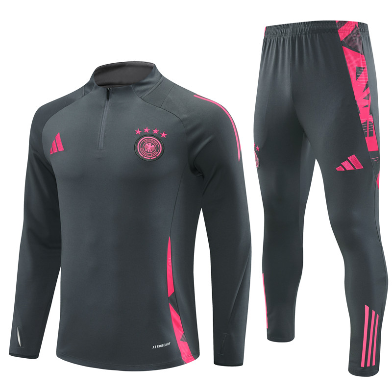 Germany 2024 Long Sleeve Training Set - Dark Gray With Pink