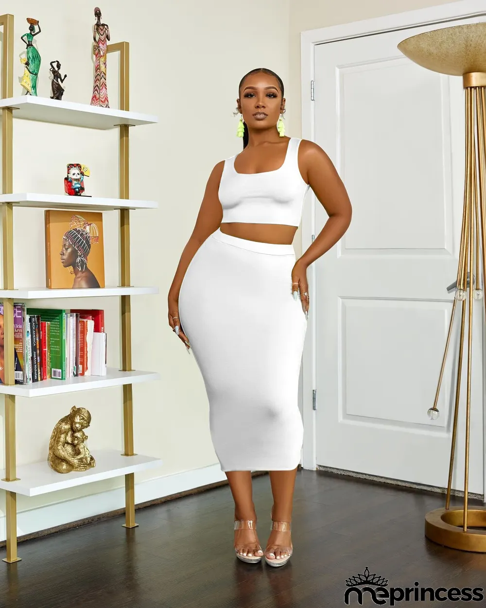 Solid Color Tand Tops And Skirt Two Piece Set