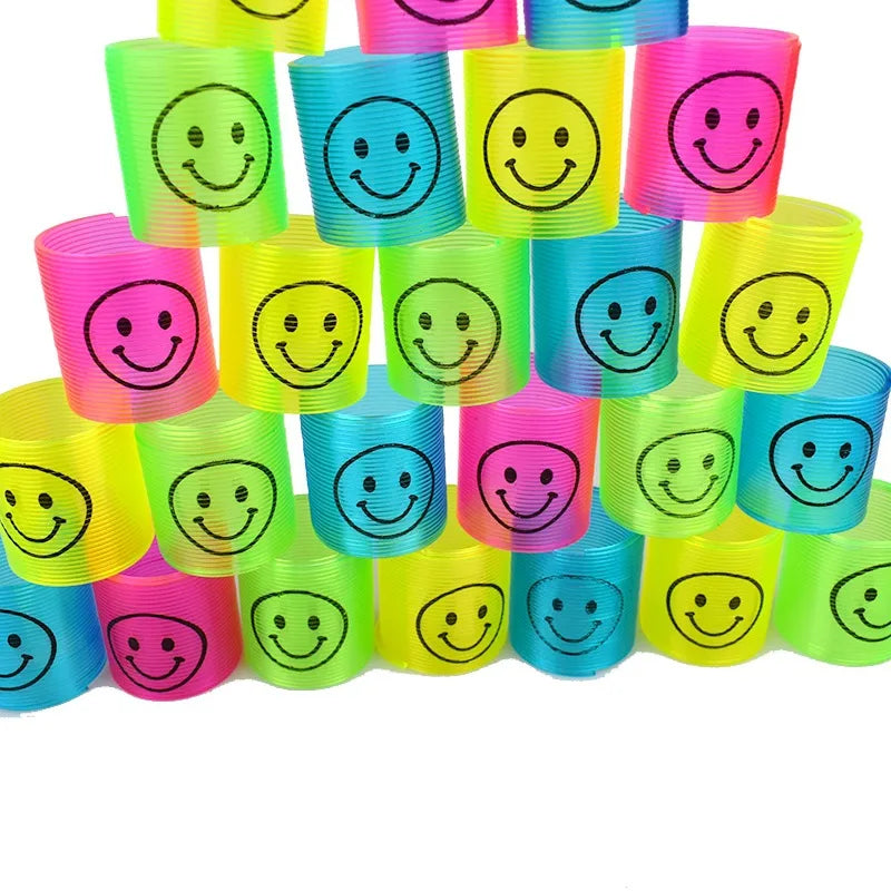 12 Pieces Cute 3. 5cm Children’s Colorful Spring Coil Little White Rabbit Rainbow Elastic Force Circle Toy