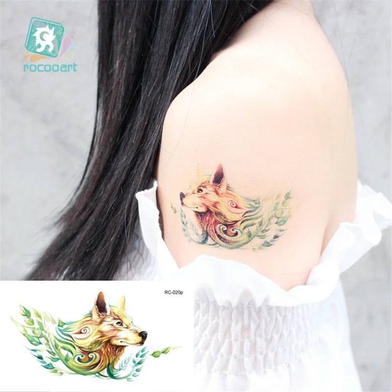 Rocooart Animal Waterproof Temporary Tattoo Sticker Flamingo Cat Fox Tatoo Body Art Women New Fake Taty Tatuaje Cute Small Tatto