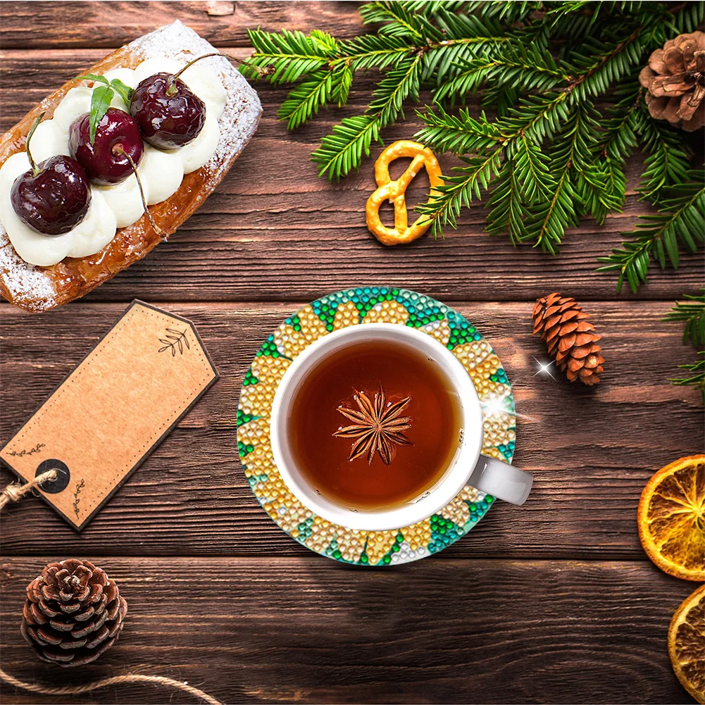 6pcs Flower Anti Slip Coasters with Holder DIY for Tabletop Protection