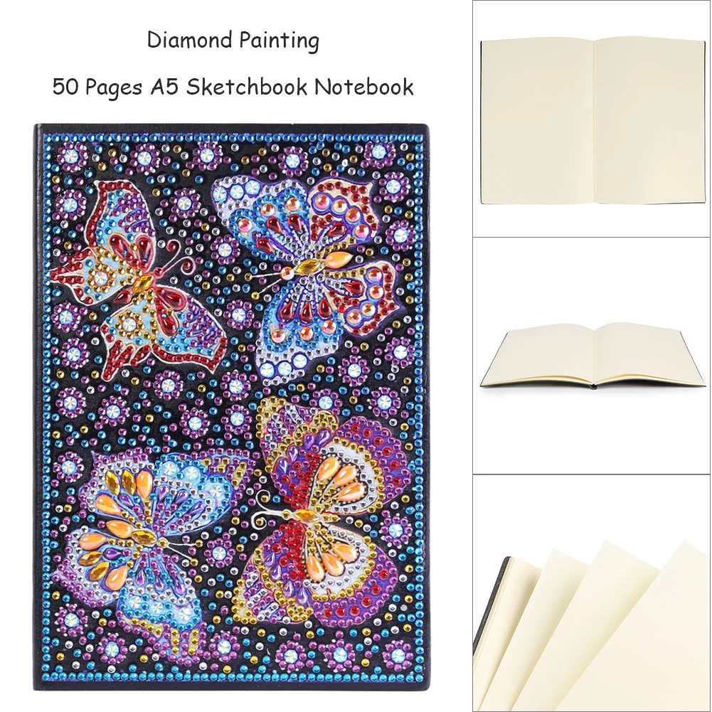 DIY Butterfly Special Shaped Diamond Painting 50 Pages A5 Sketchbook Crafts【No Strip】