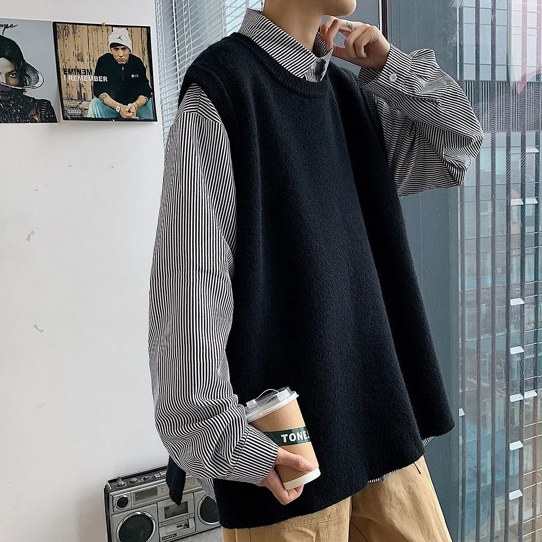 Vest Sweater Sleeveless Loose Solid Color Waistcoat Clothes Casual Autumn Winter Lovers Tidal Current Streetwear New Arrivals