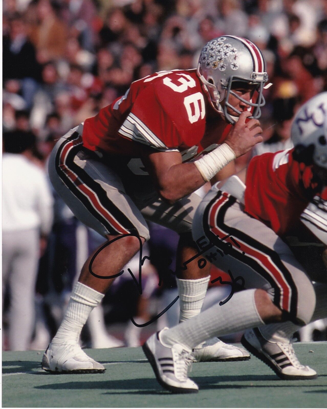 TOM COUSINEAU OHIO STATE BUCKEYES ACTION SIGNED 8x10