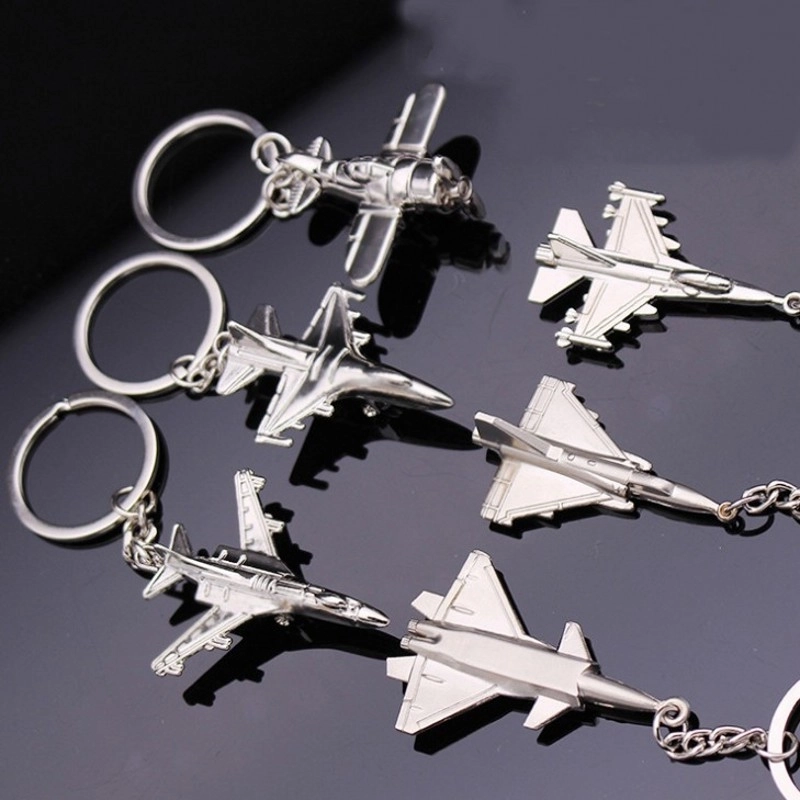 Modern Style Artistic Airplane Metal Unisex Bag Pendant Keychain