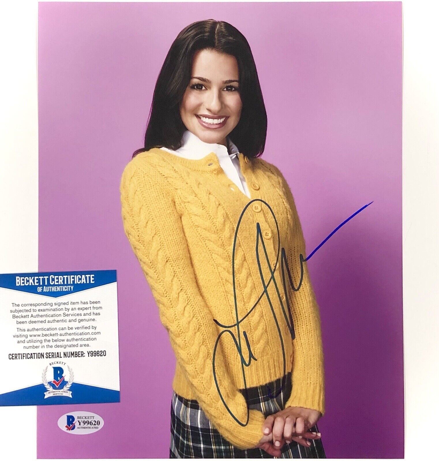 Glee / Scream Queens actress Lea Michele signed 8x10 Photo Poster painting ~ Beckett BAS COA