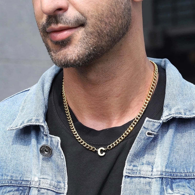 Minimalist Classic Style Letter 304 Stainless Steel Hollow Out Men’s Pendant Necklace