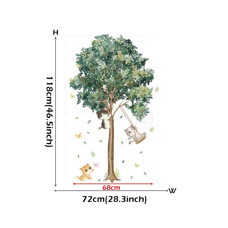 Big Tree Birch Wall Stickers Green Leaves Wall Decals Living Room Bedroom Birds Home Decor Poster Mural PVC Room Decoration