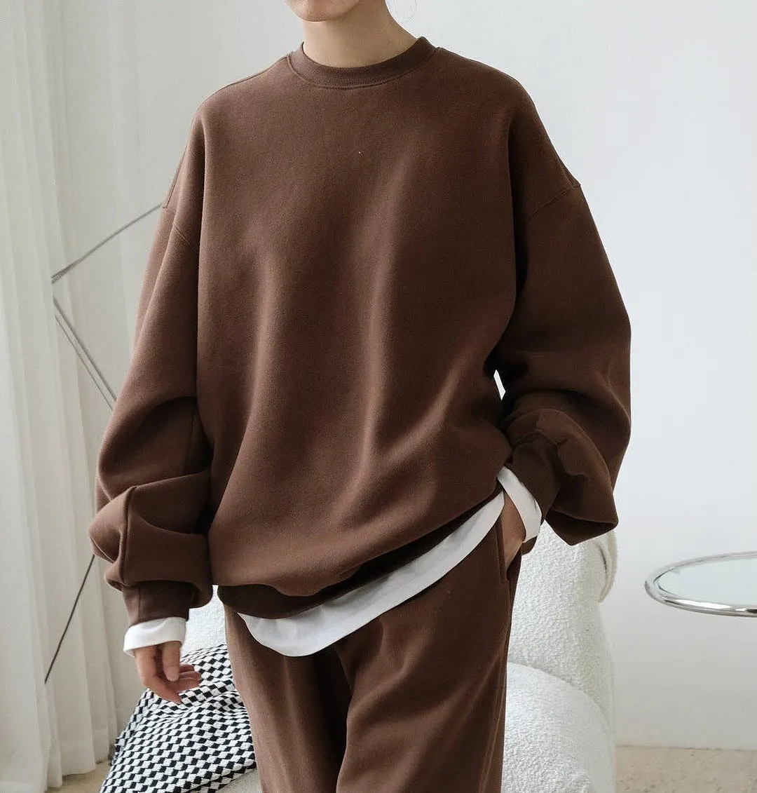 Simple Velvety Loose Solid Colour Hoodie