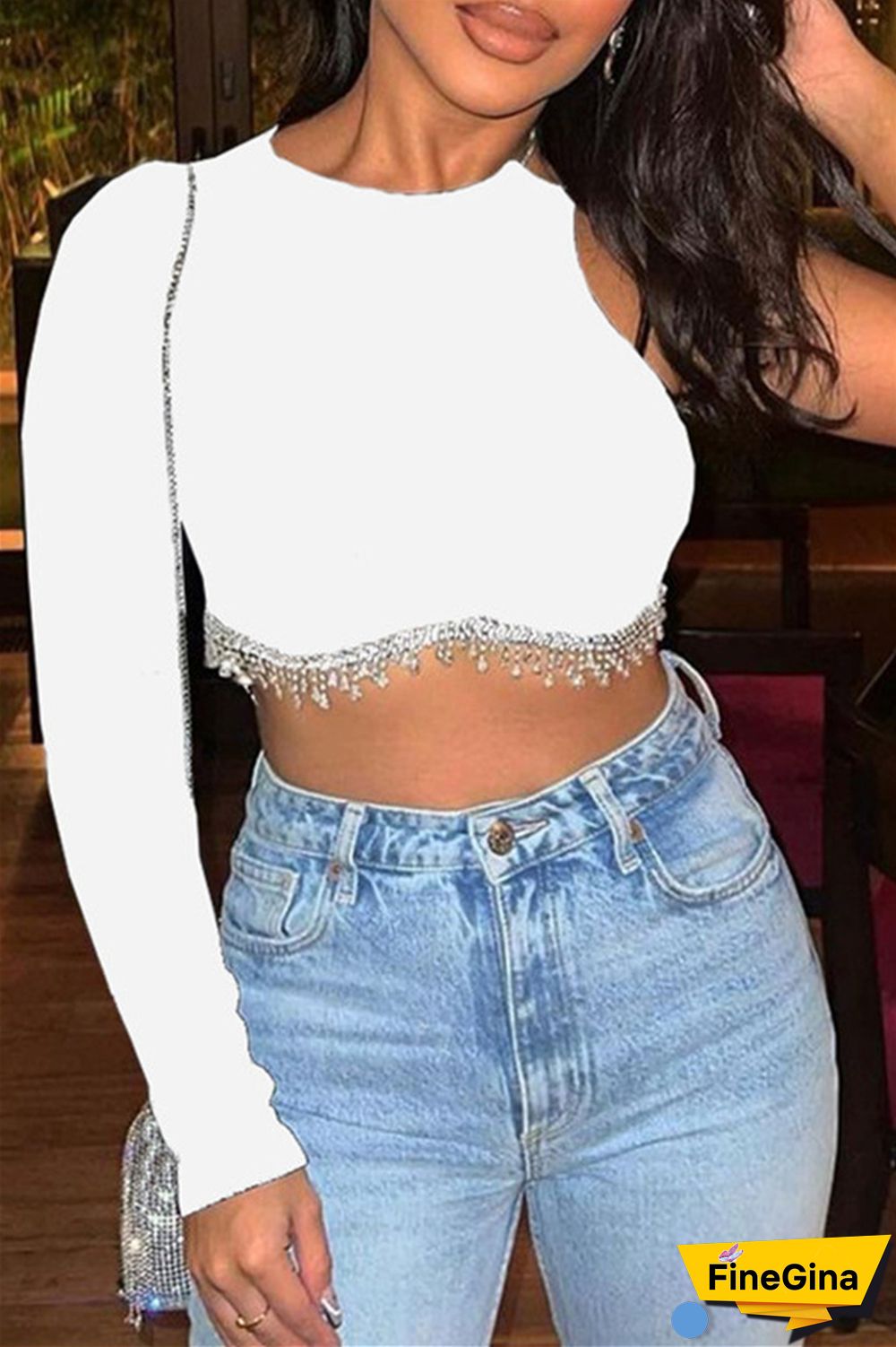 White Sexy Casual Solid Tassel Patchwork O Neck Tops