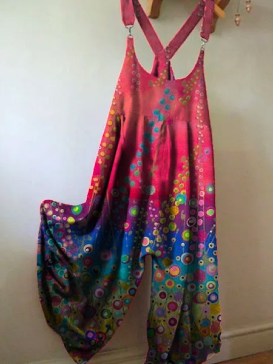 Crew Neck Sleeveless Floral Vintage One-Pieces