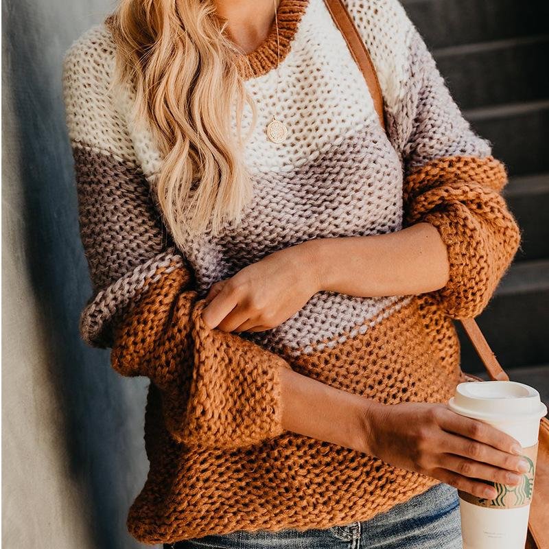 Contrast Stitching Knitted Pullover | EGEMISS