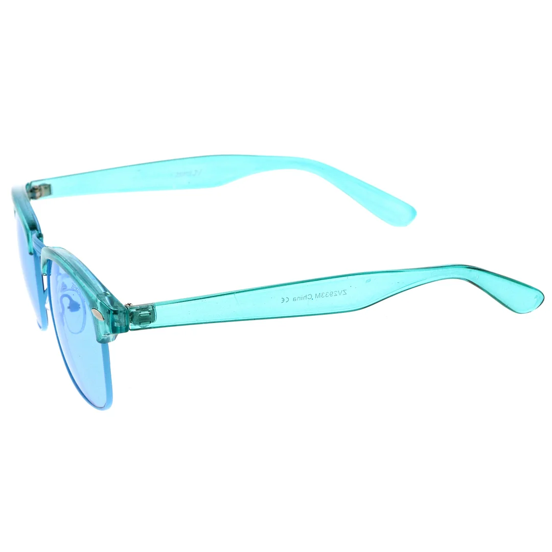 Classic Translucent Horn Rimmed Square Color Tinted Lens Half Frame glasses 49mm