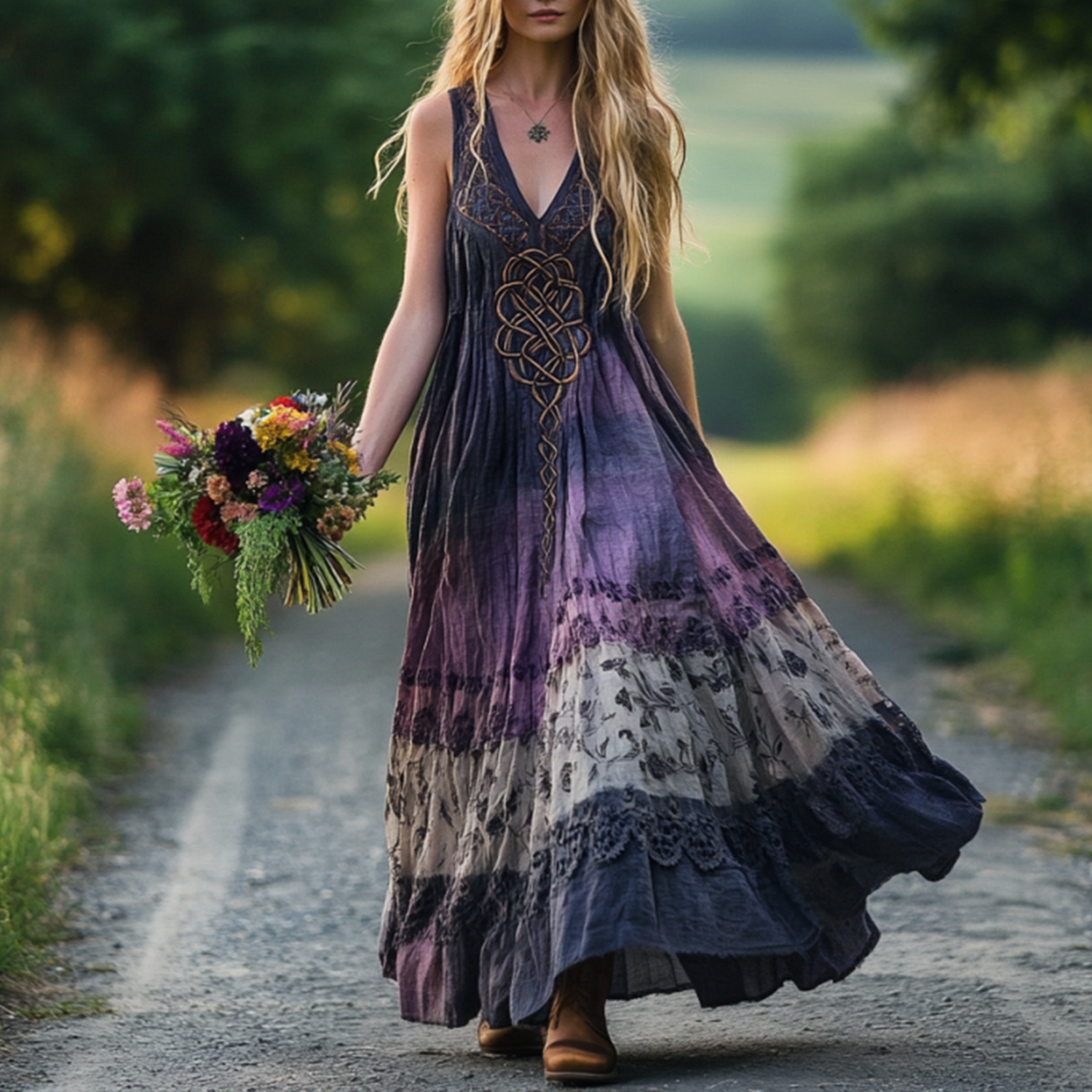 Outdoor Tribal Print Maxi Dress