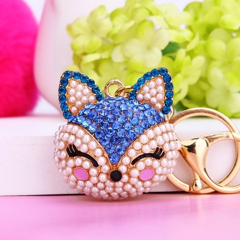 Cute Animal Pu Leather Alloy Inlay Rhinestones Women’s Keychain