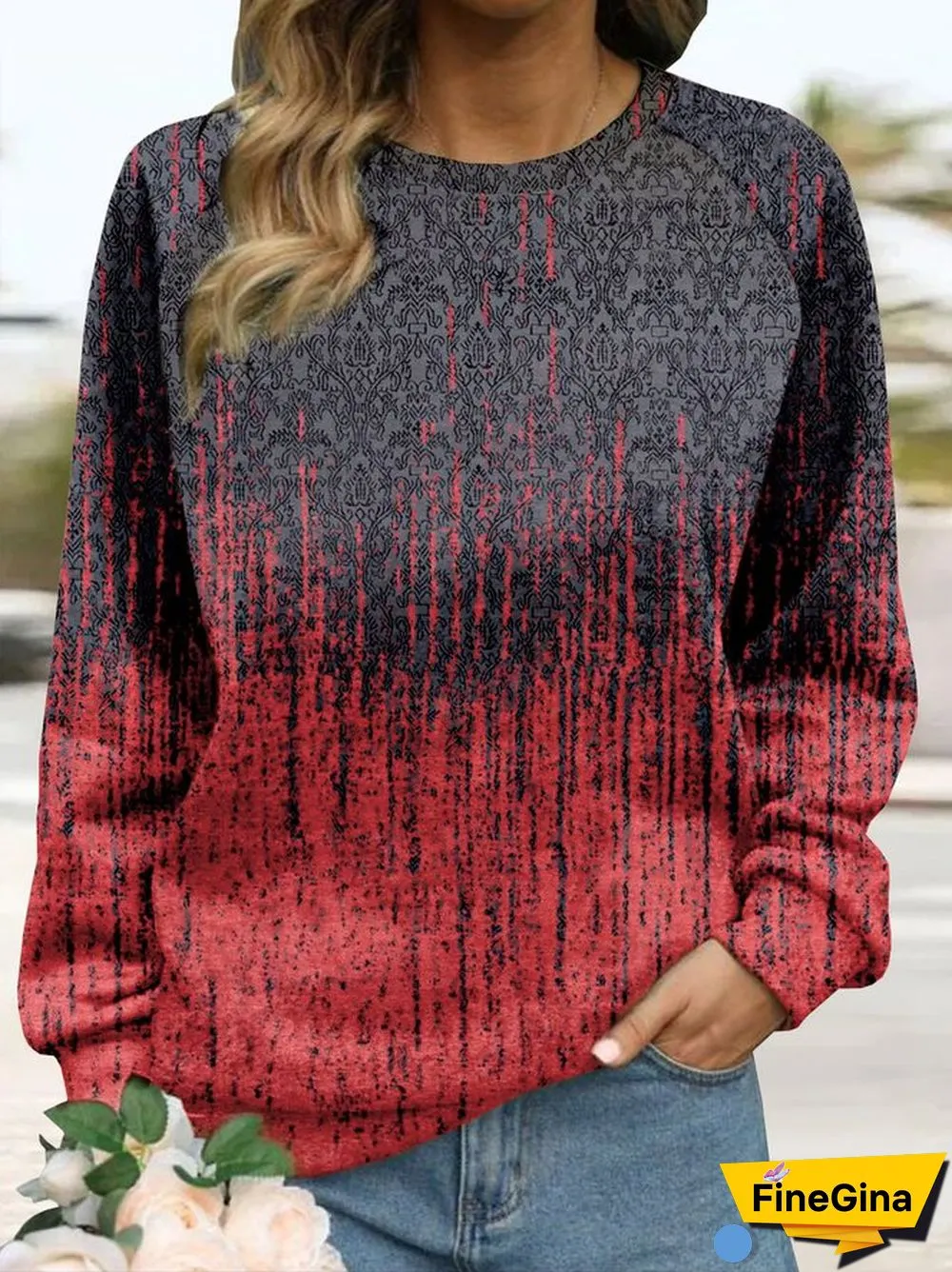 Modern Print Long Sleeve Top