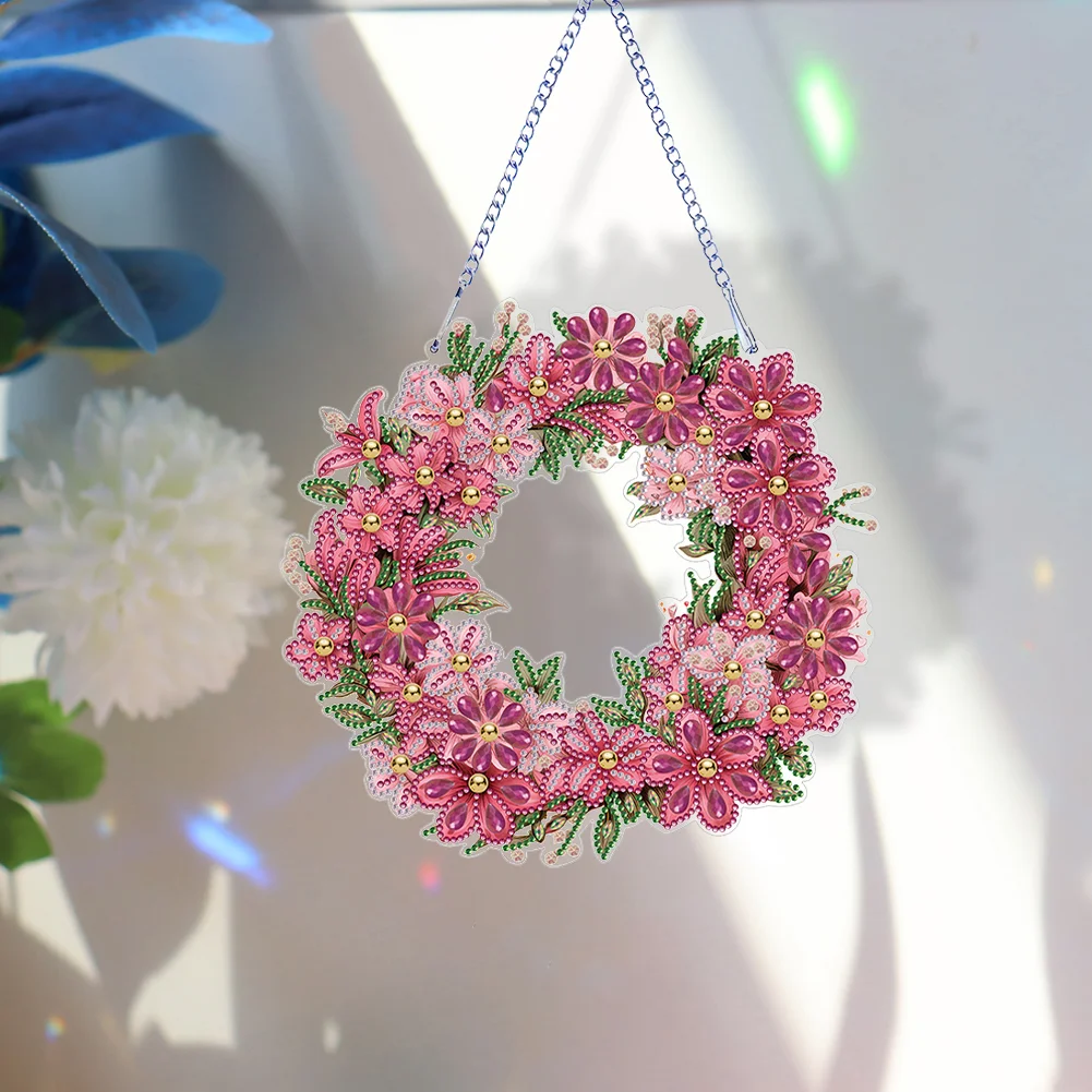 DIY Flower Wreath Acrylic Special Shaped Diamond Painting Wall Decor Wreath