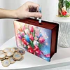 (US Local)Diamond Painting Piggy Bank Wooden Coin Bank Storage Box Kit(Tulip)
